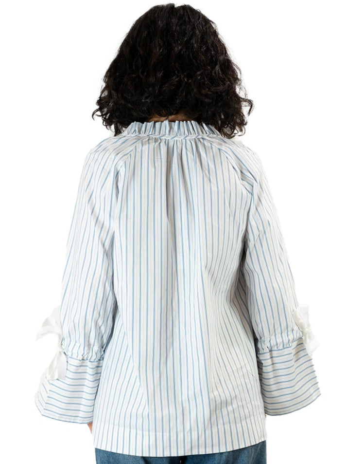 Hana San - Tunique blanche à rayures bleus